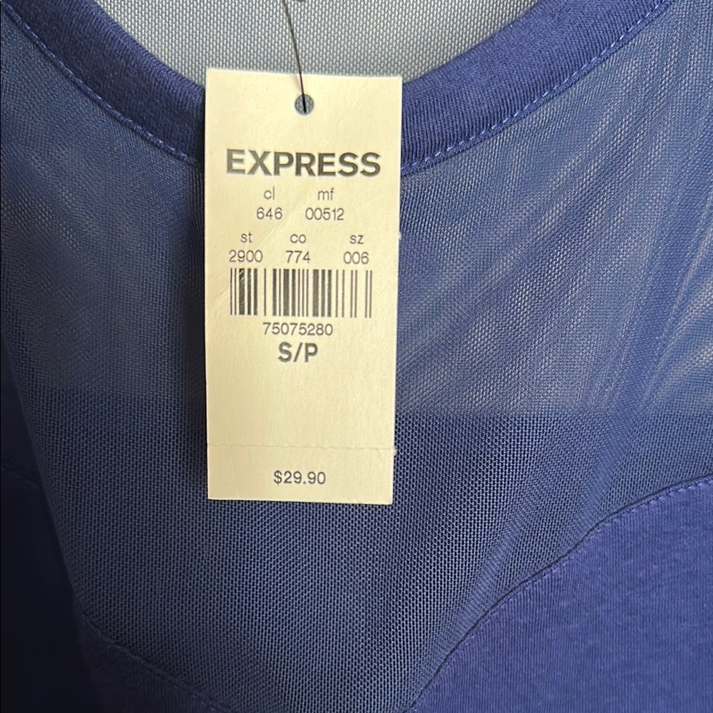 Express Blue Sleeveless Performance Tank - Picture 2 of 3